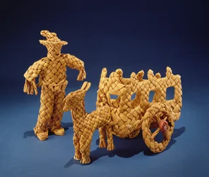 Toy man and cart, from Jalisco